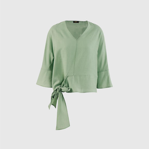 系结下摆V领衬衣 商品图0