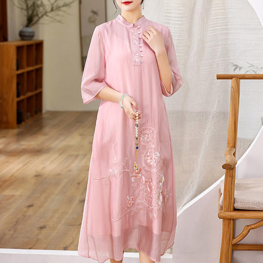 KDS-2253夏季新款女装宽松气质休闲文艺茶服连衣裙改良汉服 商品图0