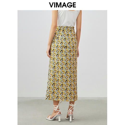 VIMAGE/纬漫纪夏季新款时尚印花包臀开叉中长款半身裙女裙V1706315 商品图5
