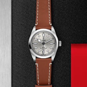 帝舵碧湾型36 | 钢表壳，直径36毫米  棕色皮表带