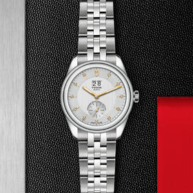 帝舵骏珏双位日历型 | 钢表壳，直径42毫米  镶钻表盘