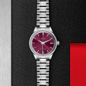 帝舵风尚系列 | 钢表壳，直径34毫米  酒红色表盘