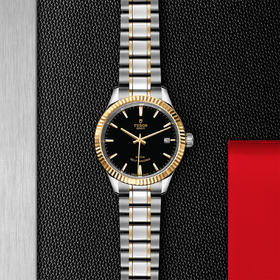 帝舵风尚系列 | 钢表壳，直径34毫米  黄金外圈