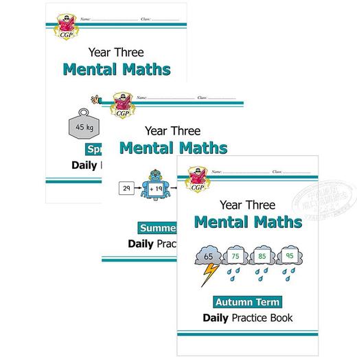 预售 【中商原版】英国CGP原版 New KS2 Mental Maths Daily Practice Book Year 3 小学3年级数学心算练习3册 春夏秋学期 含答案 商品图0