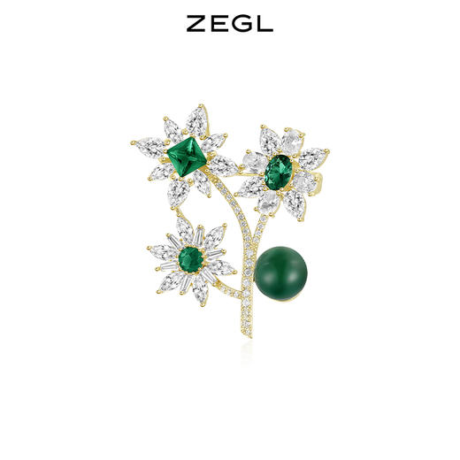 ZEGL祖母绿花朵胸花胸针女设计感小众别针衣服配饰装饰配件首饰品 商品图0