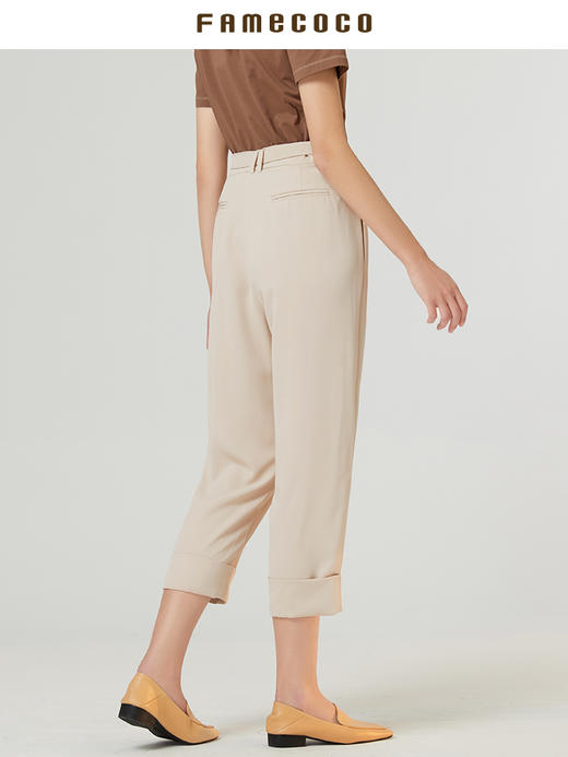 Famecoco范可儿休闲裤夏季薄款宽松直筒裤女垂感高腰显瘦F223GA016 商品图1