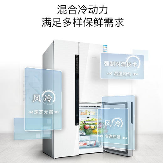 博 世 569升对开三门大容量冰箱 零度维他保鲜 混冷无霜 多段控温 玻璃面板 BCD-569W(KAF96S20TI) 商品图1