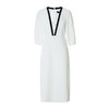 EITIE爱特爱夏季新款白色通勤时尚百搭高级撞色V领收腰连衣裙B2207920 商品缩略图6