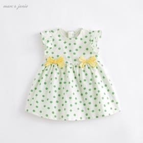 马克珍妮女童蝴蝶结波点短袖连衣裙220990