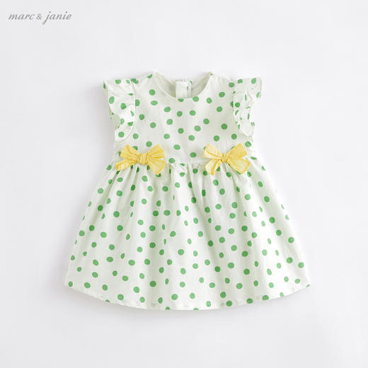 马克珍妮女童蝴蝶结波点短袖连衣裙220990 商品图0