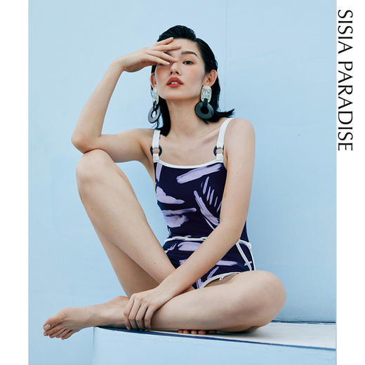 sisia2022新款泳衣女性感国潮风钢圈聚拢泡温泉游泳专用连体泳衣 商品图3