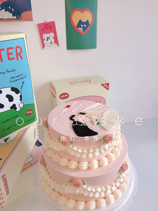 手绘结婚复古双层蛋糕-低糖处理无添加 商品图0