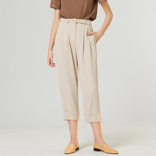 Famecoco范可儿休闲裤夏季薄款宽松直筒裤女垂感高腰显瘦F223GA016 商品图0