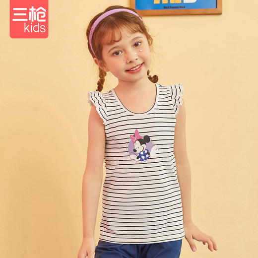 Threegun三枪 【舒肤弹力棉】女童圆领打底儿童背心(两枚装）-3D022A011 商品图7