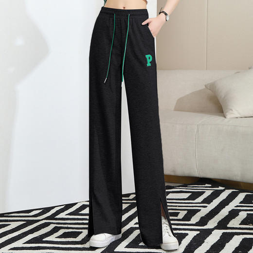 休闲卫裤，直筒宽松垂感长裤前开叉显瘦裤运动阔腿裤PXSJ-5056 商品图4