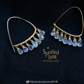 spoiledbat jewelry三角月光石/绿玉髓耳环
