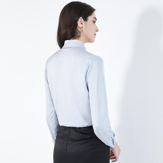 【爽滑缎面】罗蒙衬衫女长袖秋季正装商务职业通勤修身显瘦衬衣女 商品图5