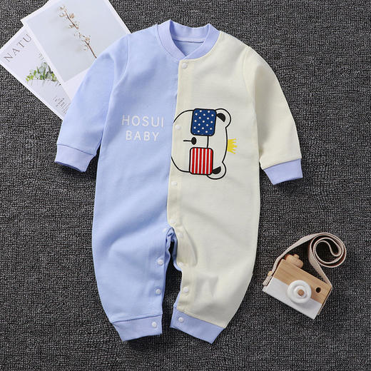 【亲肤细腻 童趣可爱】新生婴儿纯棉爬服A类内衣套装春秋新款连体长袖初生宝宝衣服 商品图1