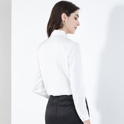 【爽滑缎面】罗蒙衬衫女长袖秋季正装商务职业通勤修身显瘦衬衣女 商品图1
