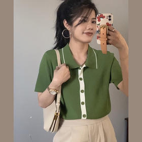 单品推荐|短袖Polo领针织开衫