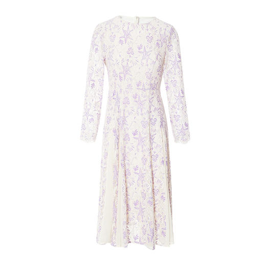 EITIE爱特爱春季新款气质优雅通勤圆领显瘦蕾丝钩花a字连衣裙A2207937 商品图5