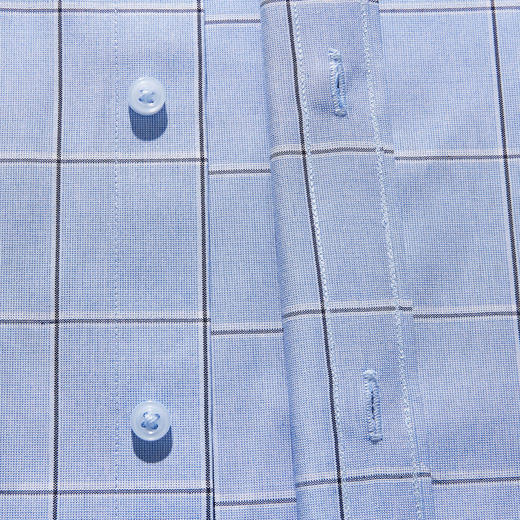 99XCD38CC205【专柜定制刺绣款】罗蒙春夏长袖衬衫男士商务休闲百搭竹纤维格子衬衣 商品图4
