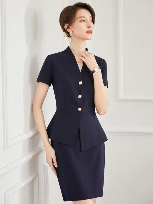 职业装高端酒店前台工作装女夏季接待工装正装套装裙美容院工作服 商品图0