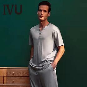安莉芳IVU男士薄款棉质V领睡衣套装可外穿短袖短裤家居服UL00099