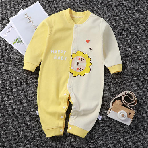 【亲肤细腻 童趣可爱】新生婴儿纯棉爬服A类内衣套装春秋新款连体长袖初生宝宝衣服 商品图2
