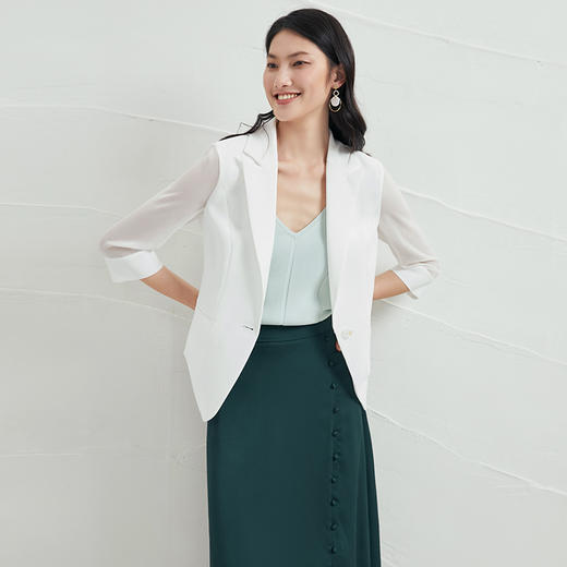 EITIE爱特爱春季新款通勤纯色七分袖西装短外套女6603302 商品图2