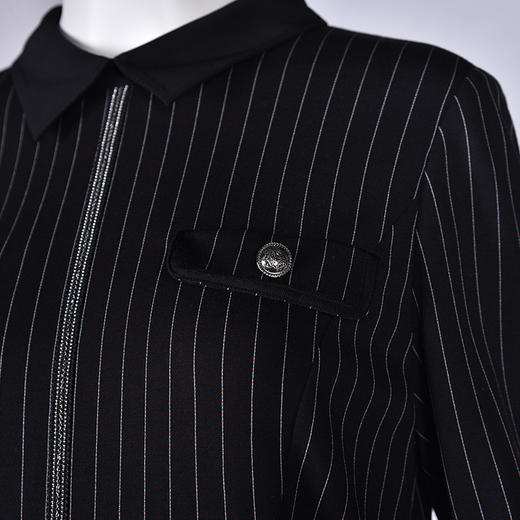 圣三利女装 九分袖条纹优雅连衣裙SL121L06 商品图3