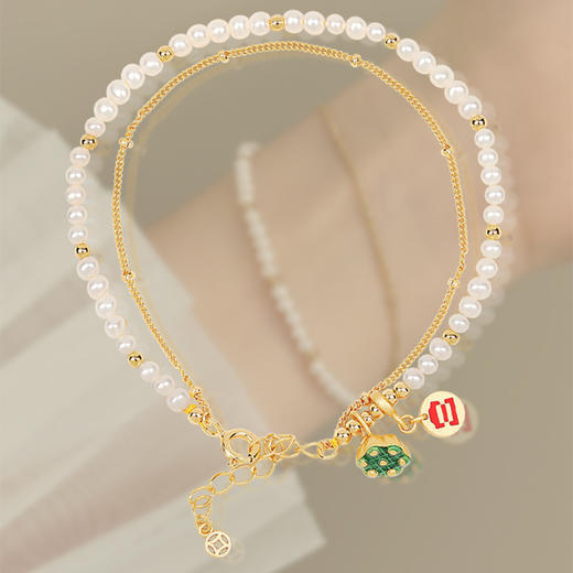 宫里的世界 珠莲壁合珍珠珐琅手链 商品图2