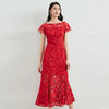 EITIE爱特爱夏季新款精致镂空蕾丝收腰中长款礼服礼服6577207 商品缩略图3