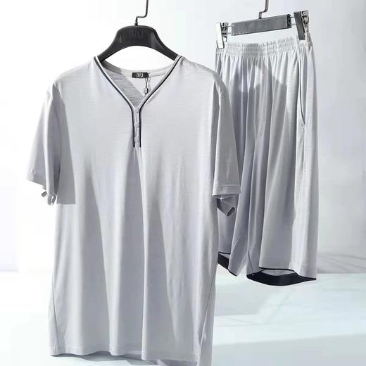 安莉芳IVU男士薄款棉质V领睡衣套装可外穿短袖短裤家居服UL00099 商品图2