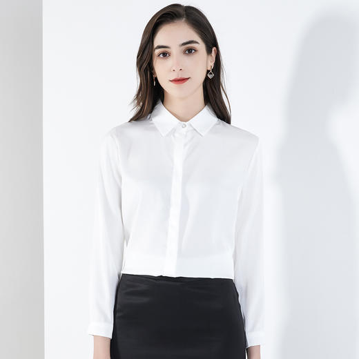 【爽滑缎面】罗蒙衬衫女长袖秋季正装商务职业通勤修身显瘦衬衣女 商品图2