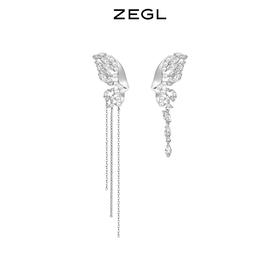 ZEGL设计师蝴蝶流苏耳环女长款高级感轻奢冷淡风耳钉925银针耳饰