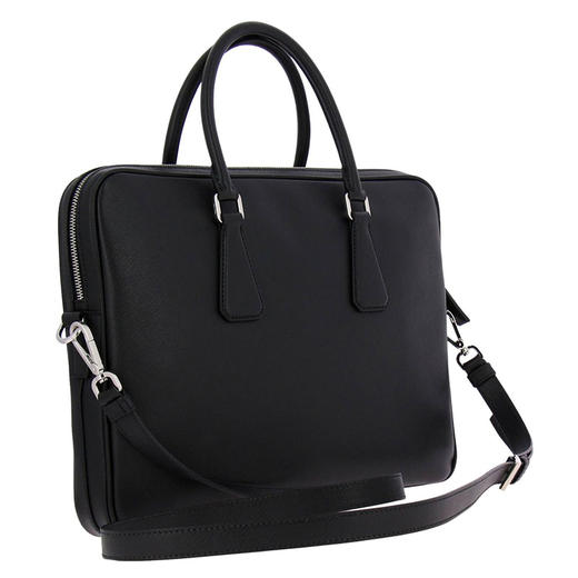 PRADA 普拉达 男士 Saffiano 十字纹皮革印花徽标提挎公文包 黑色 2VE368 9Z2 F0002 OLX 商品图1