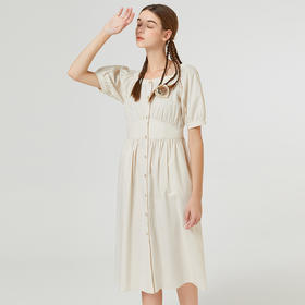 Famecoco范可儿艺术风格奶甜裙子夏季女装新款高腰超仙茶歇裙F223FA025