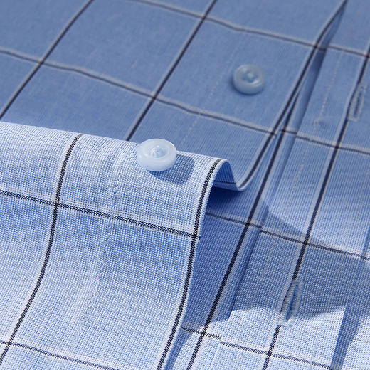 99XCD38CC205【专柜定制刺绣款】罗蒙春夏长袖衬衫男士商务休闲百搭竹纤维格子衬衣 商品图5