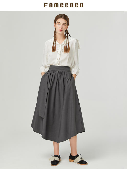 Famecoco范可儿小众不规则半身裙女夏新款A字裙高腰显瘦遮胯F223HA019 商品图1