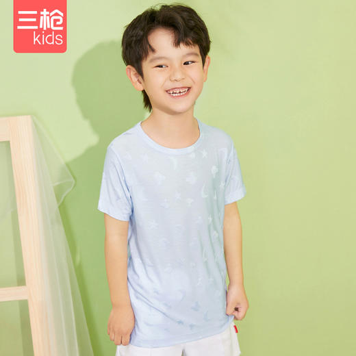 Threegun三枪 【舒莫代尔】大提花男童/女童少儿短袖儿童T恤衫-2D251A011 商品图9