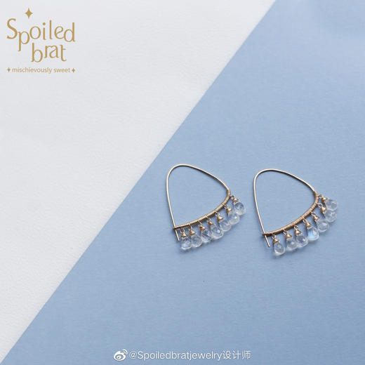 spoiledbat jewelry三角月光石/绿玉髓耳环 商品图1
