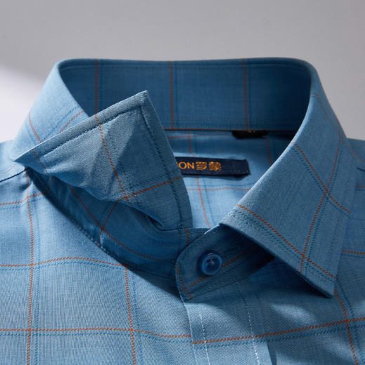 【专柜定制刺绣】罗蒙春夏莫代尔长袖衬衫男士商务休闲通勤百搭格子衬衣男 商品图4