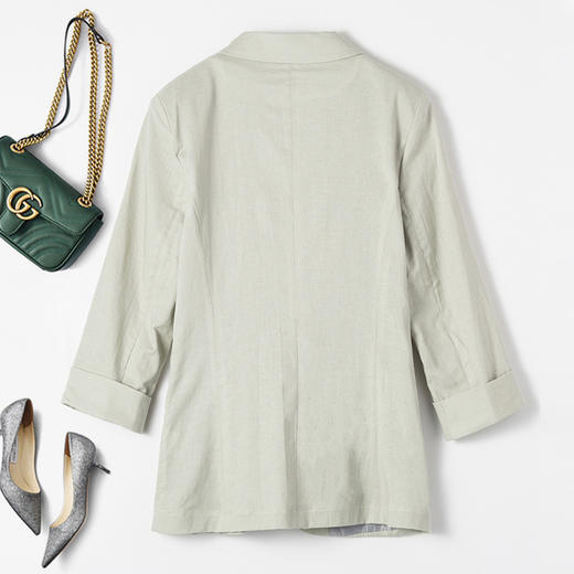 【棉麻面料】罗蒙小西装女外套夏季轻薄透气凉爽速干修身小西装单西服女 商品图13
