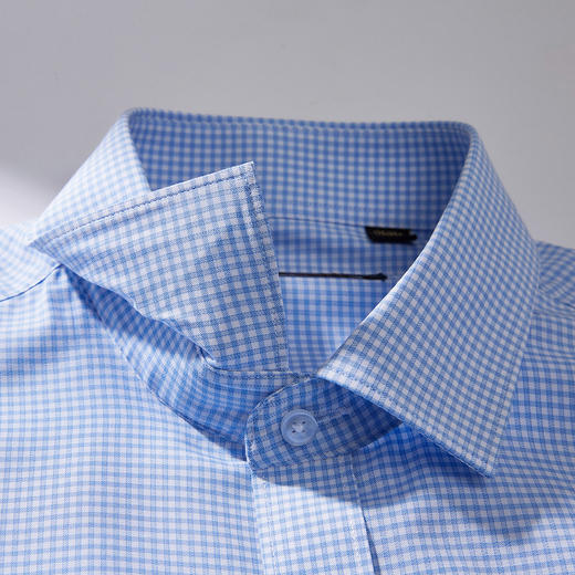 【专柜定制刺绣款】罗蒙春夏长袖衬衫男士商务通勤百搭竹纤维格子衬衣 商品图3