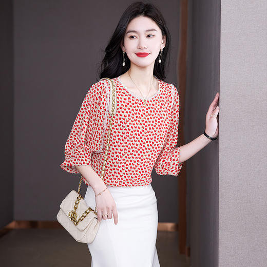 舒适百搭，薄款春款洋气小衫仿真丝衬衫KQL-7572 商品图1