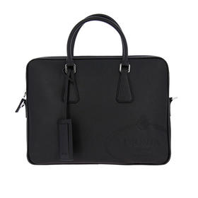 PRADA 普拉达 男士 Saffiano 十字纹皮革印花徽标提挎公文包 黑色 2VE368 9Z2 F0002 OLX