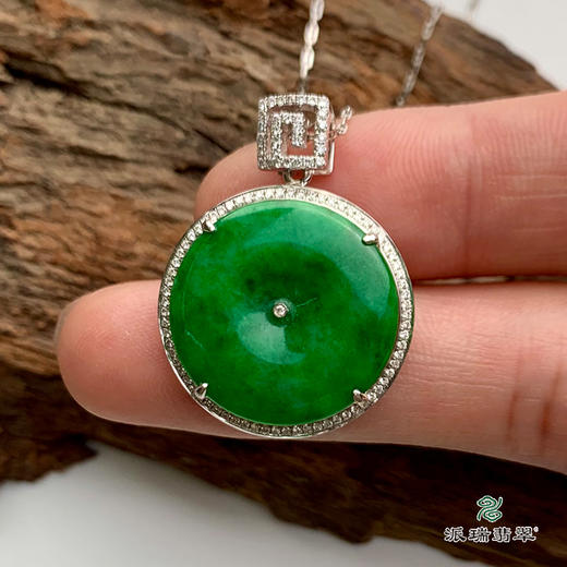 派瑞翡翠 18k金翡翠挂件 糯冰种 绿色 商品图2