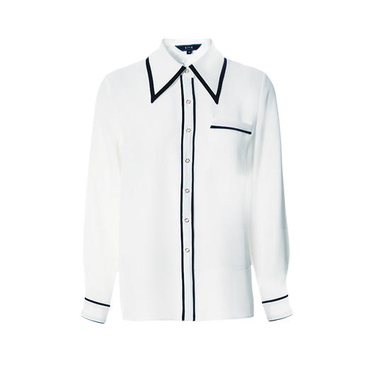 EITIE爱特爱春季新款时尚百搭显瘦撞色上衣气质通勤衬衫A2209907 商品图5