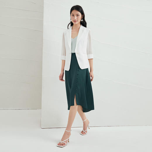 EITIE爱特爱春季新款通勤纯色七分袖西装短外套女6603302 商品图1